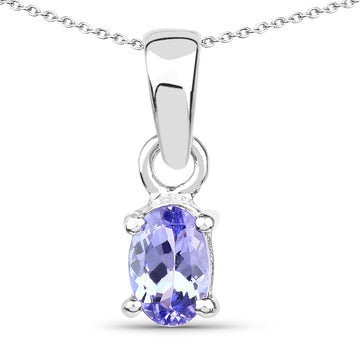 0.44 carat Genuine Tanzanite .925 Sterling Silver Pendant
